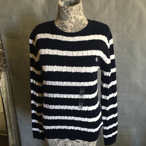 Ralph Lauren Striped Cable-Knit Sweater - Picture 2 of 6